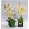 Image 1 : PAIR OF FAUX WHITE ORCHID PLANTS IN POTS