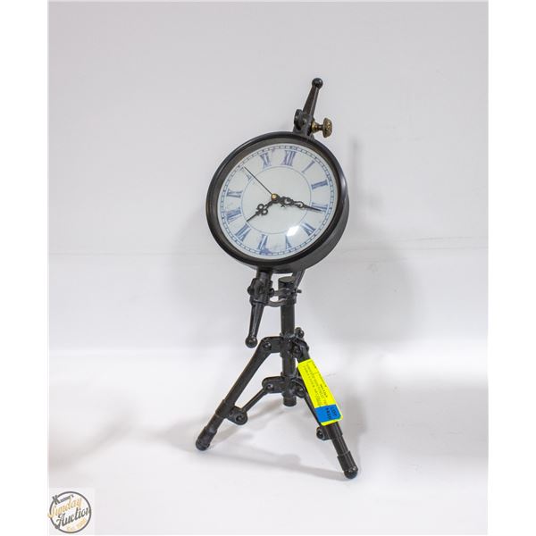VINTAGE INDUSTRIAL TRIPOD TABLE CLOCK ART DECO