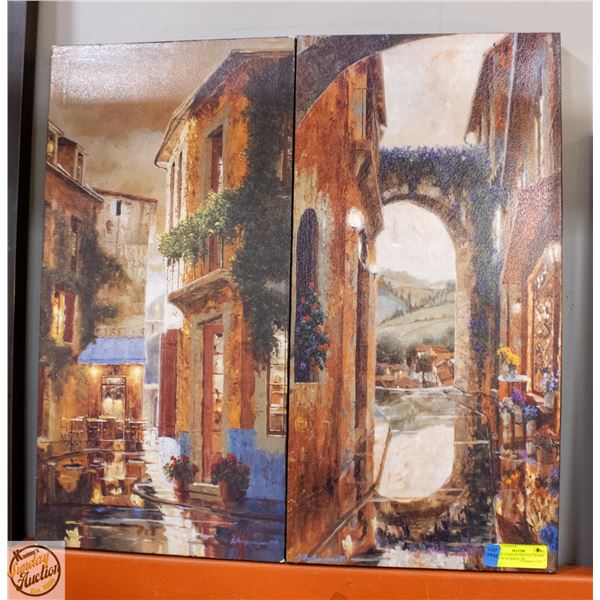 2 PANEL CANVAS DIPTYCH "RAINY DAYS OF SUMMER" BY