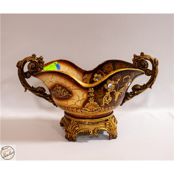 ORNATE FRUIT BOWL 21" WIDE 9" DEEP 11" TALL