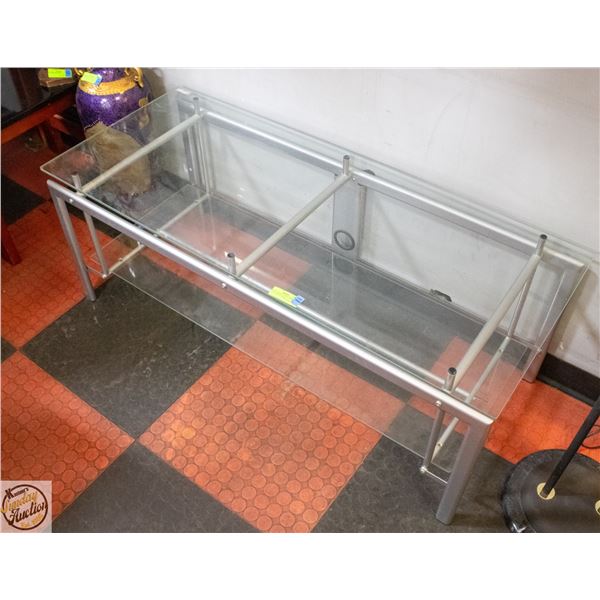 METAL BASED COFFEE TABLE WITH GLASS TOP 48" WIDE