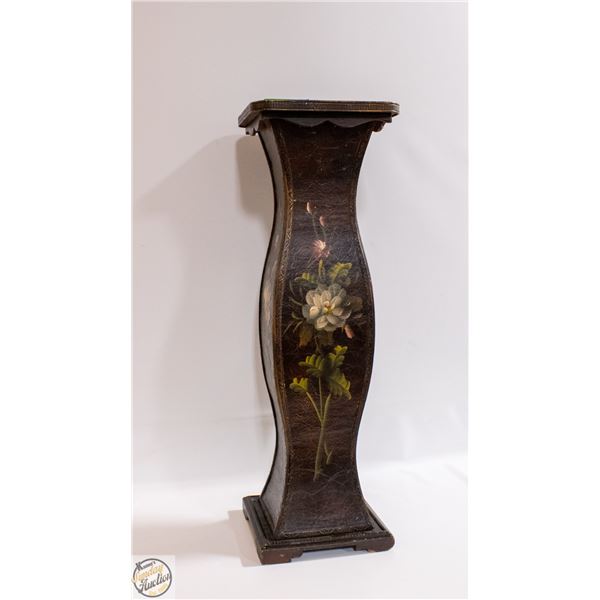 FLOWER PAINTED VASE STAND 10" WIDE 10" DEEP