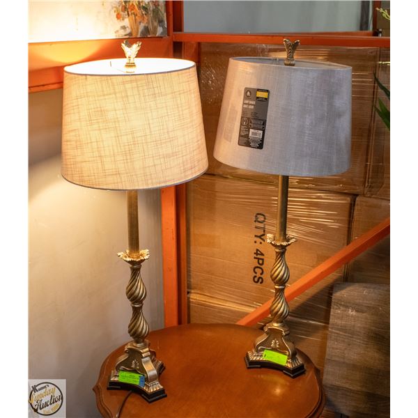 PAIR OF 33" TALL BRASS TONED LAMPS