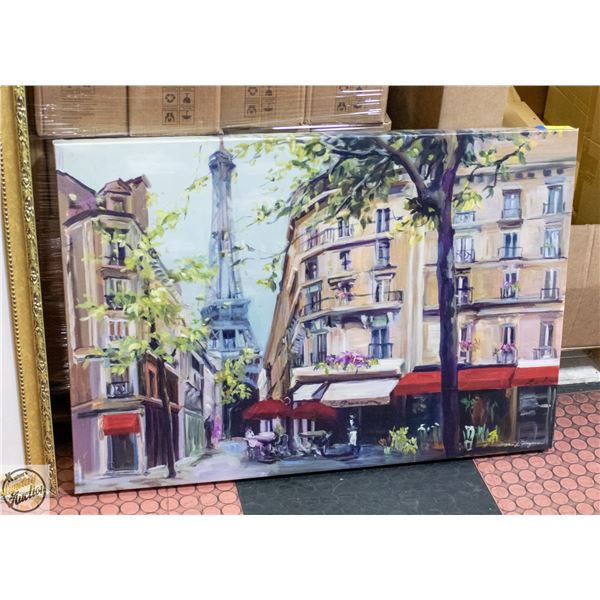 CANVAS PRINT OF PARISIAN STREET SCENE 38" X 26"
