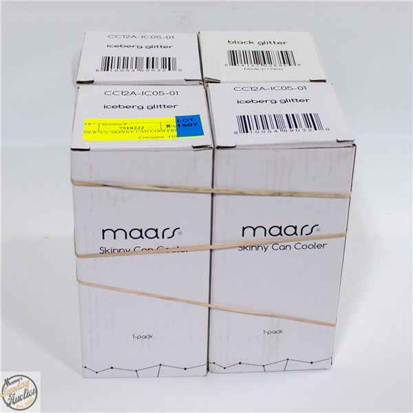 4 NEW S.S. SKINNY CAN COOLERS