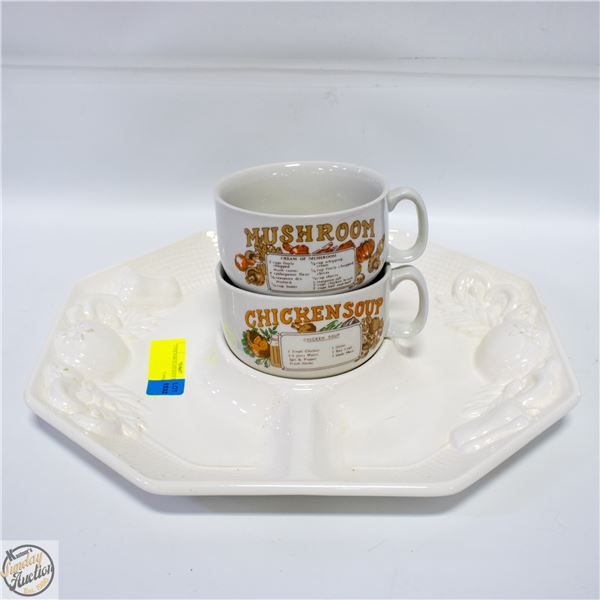 2 FINE PORCELAIN SOUP BOWL CUPS +