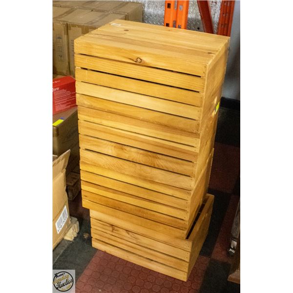 WOOD STORAGE CRATES- LOT OF 6- 18" X 13" X 10"