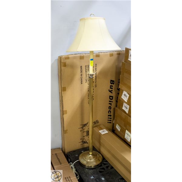 TALL STANDING BRASS LAMP WITH SHADE 57" TALL