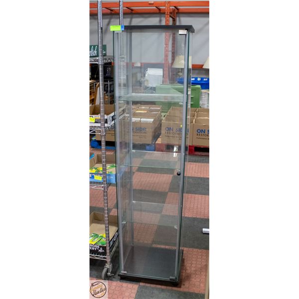 GLASS DISPLAY CABINET 4 TIERS 14" X 17" X 65"