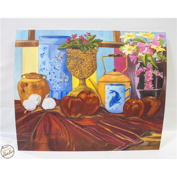 ORIGINAL PAINTING "VIOLETS IN A FRENCH JARDINIERE"