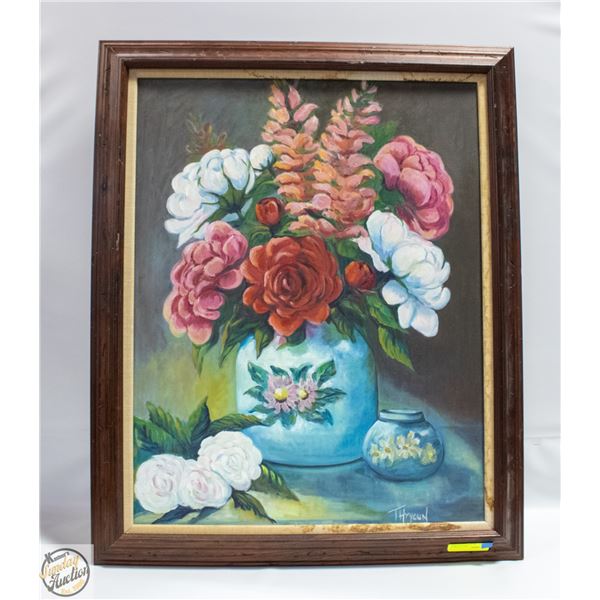 ORIGINAL PAINTING OIL - POTTED FLORAL 27" X 32"