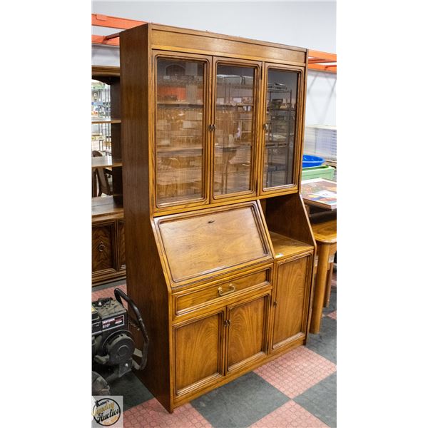 VINTAGE OAK VENEER CHINA CABINET