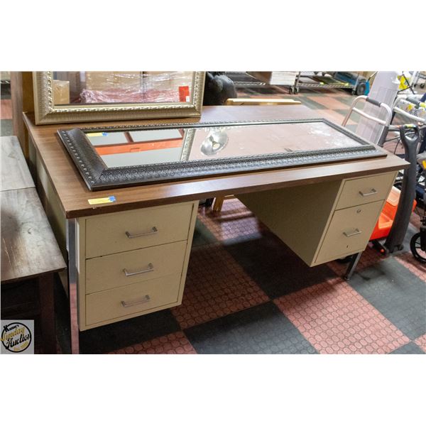 VINTAGE METAL DESK WITH 5 DRAWERS 29"X60"X30"