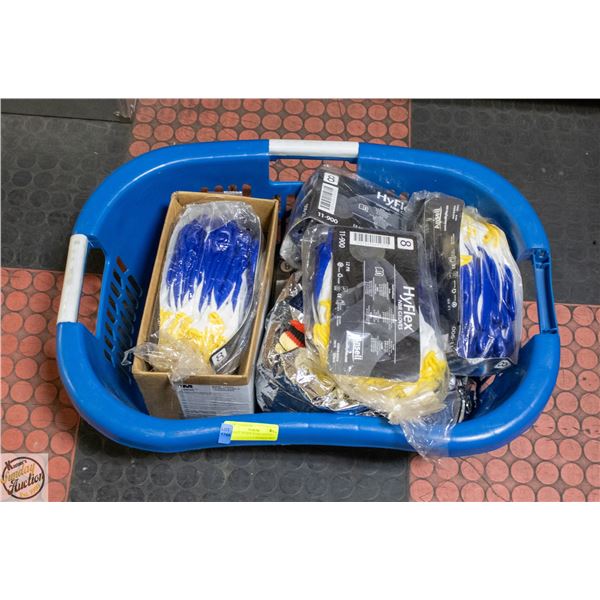 BASKET OF NEW WORK GLOVES