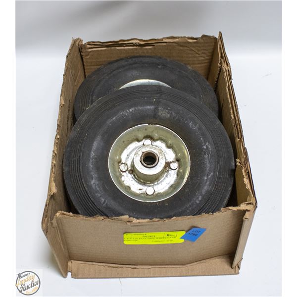 2X 8"X 2.50 FLAT FREE WHEELS AND BEARINGS