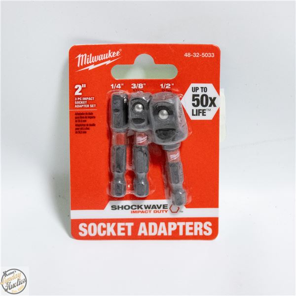 MILWAUKEE 2” 3PK IMPACT SOCKET ADAPTOR SET