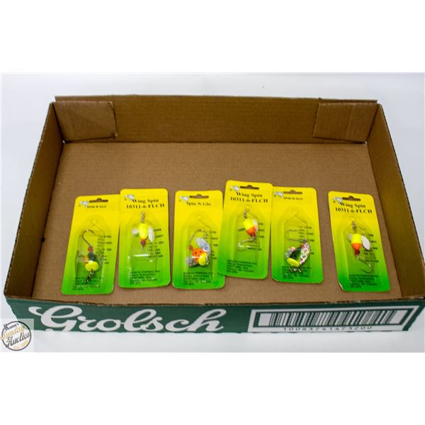 6 X WING SPIN & SPIN & GLOW FISHING LURES
