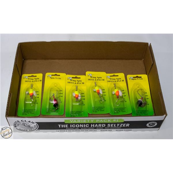 6 X WING SPIN & SPIN & GLOW FISHING LURES