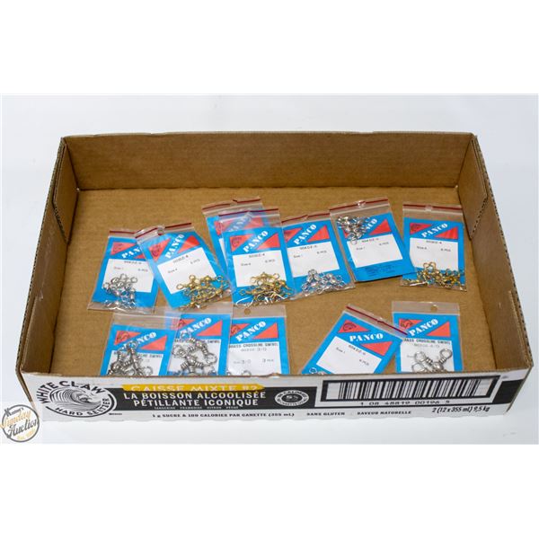 12 X PACKS ASST. SIZES CROSSLINE SWIVELS
