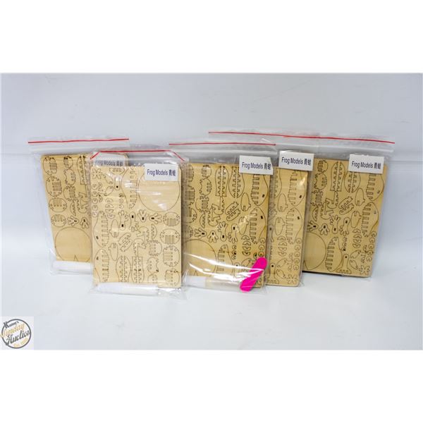 5 X WOODEN FROG MODELS WITH GLUE