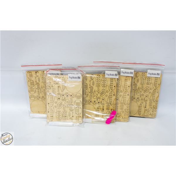 5 X WOODEN FROG MODELS WITH GLUE