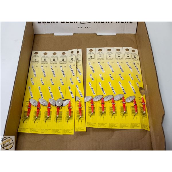 12 X FISHING DIAMOND RING SPINNERS SIZE 8