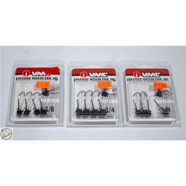 3 X PACKS FINESSE WEEDLESS JIGS