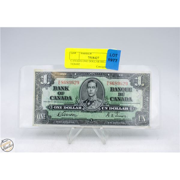 CANADA ONE DOLLAR BILL 1937 S/N 5426102