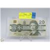 Image 1 : CANADA TWENTY DOLLAR BILL 1991 S/N 7953420