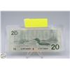 Image 2 : CANADA TWENTY DOLLAR BILL 1991 S/N 7953420