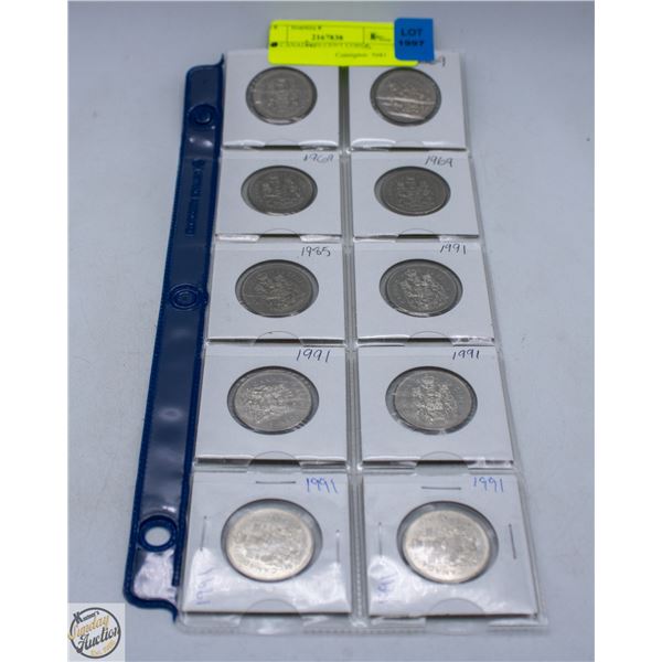 1968 CANADIAN 50 CENT COINS