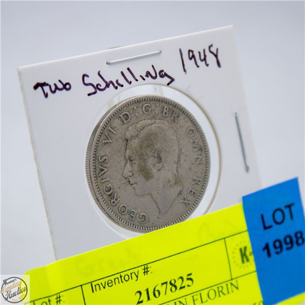 1948 GREAT BRITAIN FLORIN 2-SCHILLING SILVER