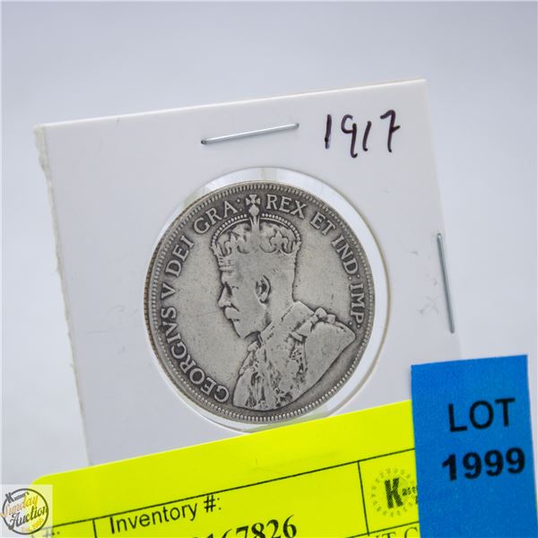1917 CANADA SILVER 50 CENT COIN