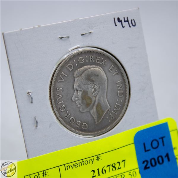 1940 CANADA SILVER 50 CENT COIN
