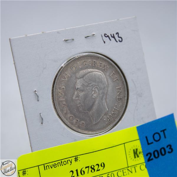 1943 CANADA SILVER 50 CENT COIN