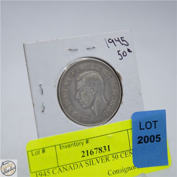 1945 CANADA SILVER 50 CENT COIN