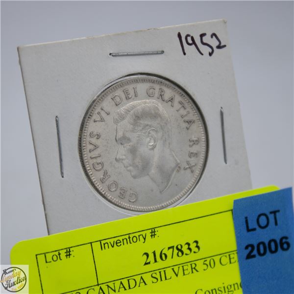 1952 CANADA SILVER 50 CENT COIN