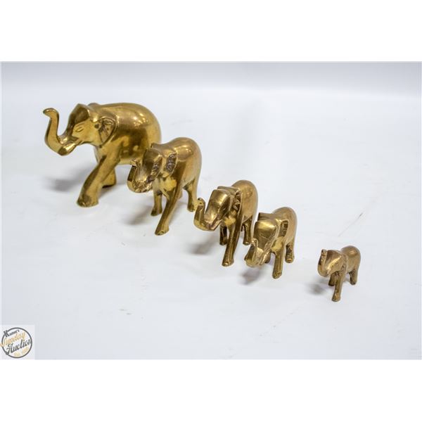 BRASS ELEPHANTS SET OF 5