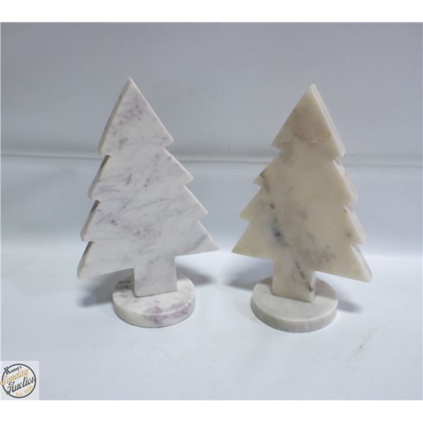 2 WHITE MARBLE TREES