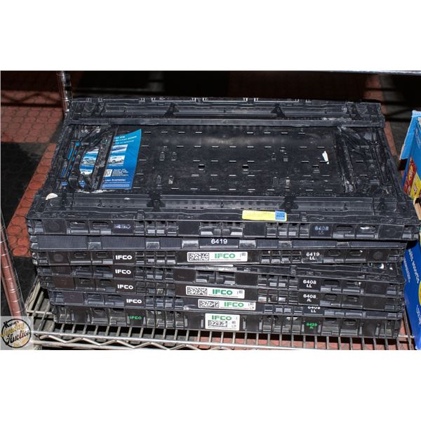 7 X COLLAPSABLE STACKING LOCKING BINS