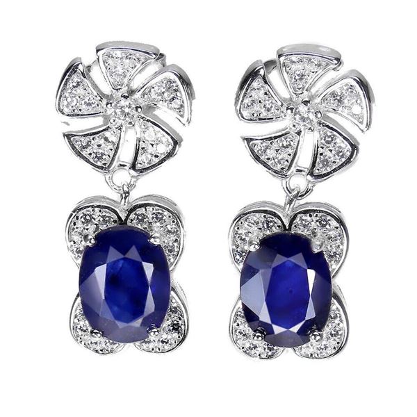 Natural Intense Blue Sapphire  Earrings