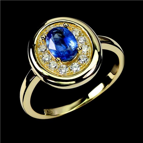 Natural Oval Blue Kyanite Ring