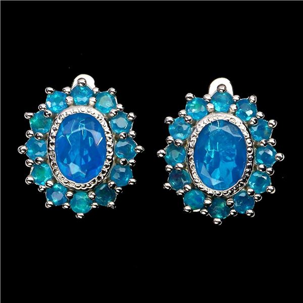 Natural Ethopian Blue Opal Earrings
