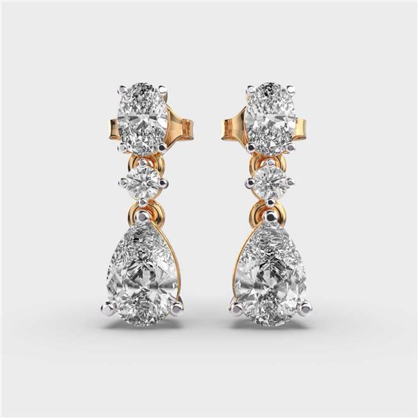 Gold & White Diamonds 5.15 Cts Drop Earrings