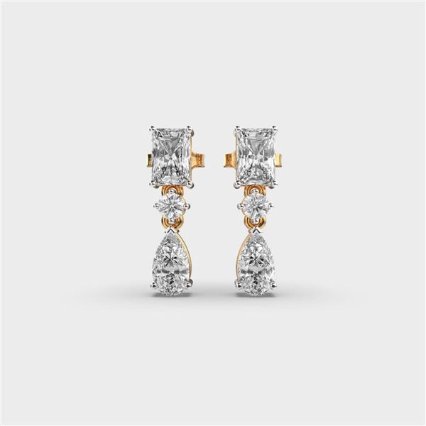 Gold & White Diamonds 10 Cts Drop Earrings