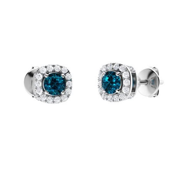 Gold Natural London Topaz Diamonds EarStuds