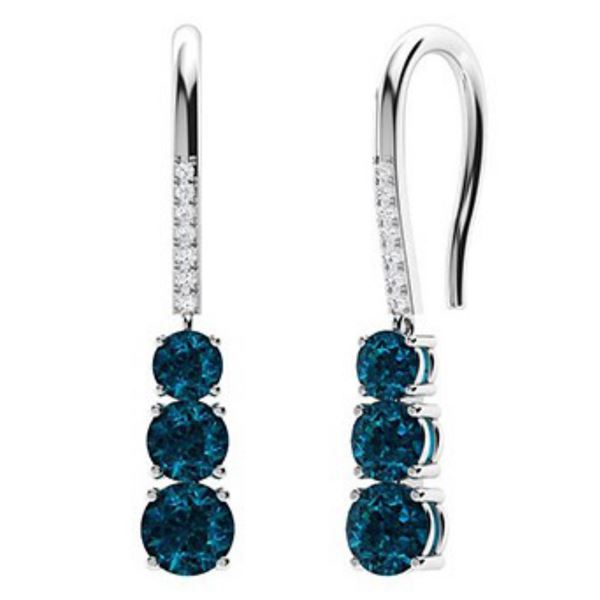 Gold Natural London Topaz White Diamonds Earrings