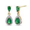 Image 1 : Emerald & Diamond 14k Gold Drop EarRing