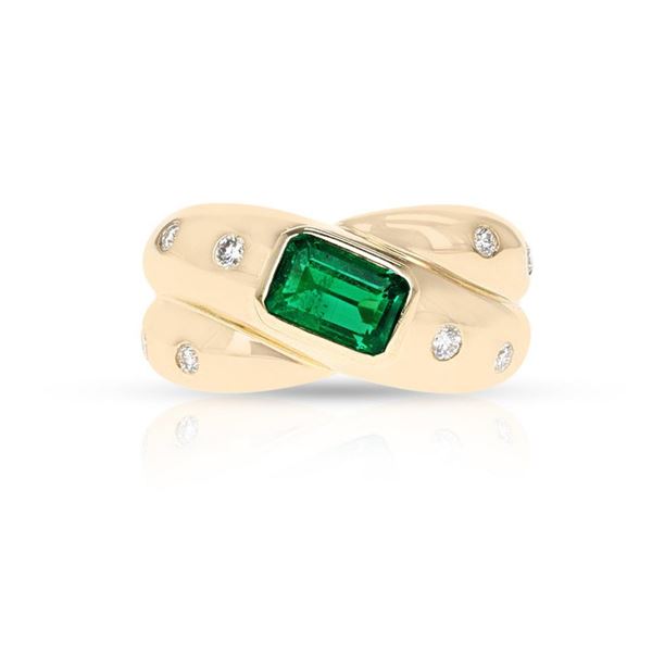 Gold Natural Emerald & Diamond Ring