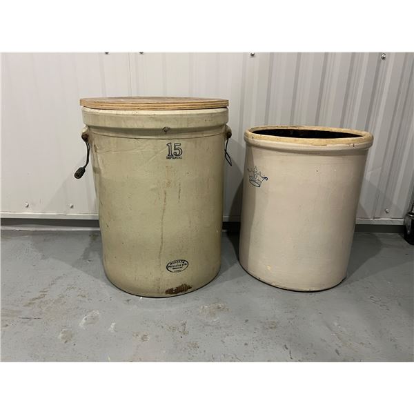 2 Large Vintage Stoneware Crocks